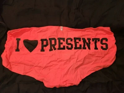 NEW Victoria's Secret PINK I Love ❤ Presents Panty Hot Pink Large Boy Short