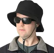 [OZ SMART Australia] Winter Big Head Bucket Hat with Inner Fleece, Men/Women Wide Brim Bucket Hat for Fishing Camping with Chin Strap UPF 50 UV