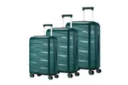Mazam 3PCS Luggage Suitcase Trolley Set Travel TSA Lock Storage PP Case Green