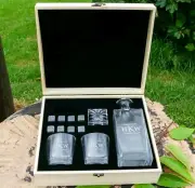 Groomsmen Personalised Engraved Name Initials Whiskey Decanter Scotch Glasses