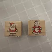 Vintage Rubber Stamp "Santa and Mrs. Clause" by Hero Arts 1 x 1" each New!