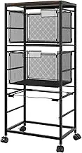 TQVAI Rolling File Carts with Wheels, Letter Legal Size Hanging Folders Organizer, Mobile Utility Storage Cart for Home Office Classroom Organization, 2L Drawers + 1 Folder Holder, Black