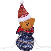 LALAFINA Christmas Theme Present Bag Knitted Candy Storage Bag for Kids Drawstring Bag Large Capacity Christmas Party Ornament