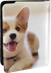 [JEJEA] Cute Corgi Print Travel Organizer Credit Cards Case Passport BookPassport Holder Cover Wallet forTraveling,, Black, One Size
