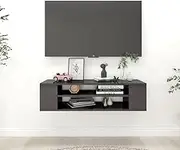 Hanging TV Cabinet High Gloss Grey 100x30x26.5 cm Engineered Wood,TV mounts & TV Units 12.6KG-806237