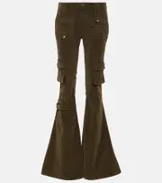 [Blumarine] Blumarine Low-rise velvet flared cargo pants AU 10 green