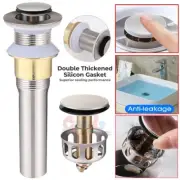 Bathroom Sink Pop Up Drain Stainless Steel Basin Stopper Filter Without Overflow