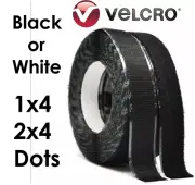 VELCRO® Self Adhesive Hook and Loop Strip Black White Heavy Duty 1" x 2", 4" Dot