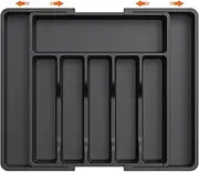 Expandable Utensil Tray for Kitchen, Large Silverware Drawer Organizer, BPA Free Flatware and Cutlery Holder, Adjustable Plastic Storage for Spoons Forks Knives