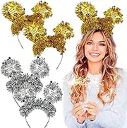 JeVenis 4 PCS Happy New Year 2025 Party Supplies - Photo Booth Props, Hat, Headband - New Year Eve Party Accessories