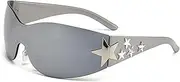 [WSLCN] Sunglasses for Women Men Trendy Shield Wrap Around Sunglasses Oversized Fashion Frameless Sun Glasses