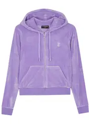 Juicy Couture Robertson Hooded Velour Sweatshirt - Violet - XL (UK16 / XL) XL (UK16 / XL)