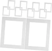 Tofficu 10pcs Party Ornament Picture Hanging Frame Tabletop Picture Matting DIY Gold Photo Mounting Craft Frames Mini Paper Photo White Paper