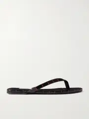[TOTEME] TOTEME - Croc-effect Leather Flip Flops - Dark brown - IT35 IT 35 Brown