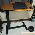 Mobile Over Bed Chair Table Hospital Overbed Height Adjustable Laptop Tray Stand
