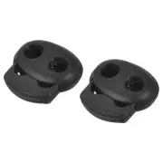 20pcs Plastic Cord Locks 0.14" Double Hole Spring Toggle Stopper Slider Fastener