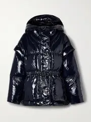[Ulla Johnson] Ulla Johnson - Rhodes Convertible Hooded Padded Quilted Glossed-shell Jacket - Navy - small small Blue