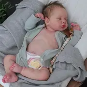 KCKUYUYN Reborn Baby Doll, 49 Cm Realistic Silicone Doll, Lifelike, Soft Body, Whole Body Washable, Can Be Used as a Present