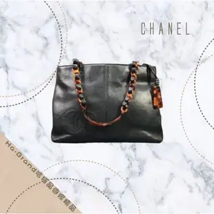 【哈極品】美品《CHANEL 香奈兒 VINTAGE 老香 全皮玳瑁手把 雙層 手提包/肩背包》