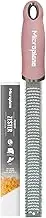 Microplane Premium Zester Grater - Photo-Etched Blade Technology for Effortless & Precise Grating w/Protective Cover, Ergonomic Soft Grip Handle, Ideal for Citrus Rind, Spices, & More - Dusty Rose