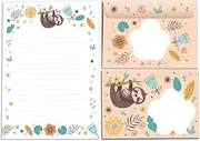 Letter Pad with Envelope for Kids Animals Sloth Stationery Set (A5 Pad with 25 Sheets + 15 Envelopes)