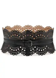 Alaïa Bustier Laser-cut Leather Belt - Black 26