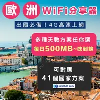 在飛比找樂天市場購物網優惠-【歐洲41國WiFi分享器】歐洲4G上網 每日500MB/1