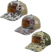 [WAYCAP] 3 Pieces Flag Trucker Hat Camouflage Baseball Cap for Men & Women Breathable Mesh Adjustable Fit Camo Hat