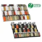 EXTENDABLE 4 TIER SPICE RACK STEP JAR TIN STORAGE CUPBOARD KITCHEN ORGANISER 2PC