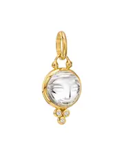 Temple St. Clair 18K Yellow Gold Small Carved Crystal Moonface Pendant with Diamonds