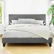 Artiss Bed Frame Queen Size Mattress Base Wooden Platform Grey NEO