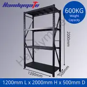 2Mx1.2Mx0.5M 600KG Garage Warehouse Steel Storage Shelving Metal Shelves