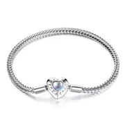 Sterling Silver Moonstone Heart Charm Bracelet