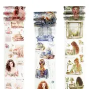 3 Pack PET Tape Reading Theme Aesthetic Journal PET Stickers for Scrapbook