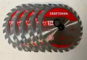 Lot Of 5 Circular Saw Blades Craftsman 7-1/4” 24 Teeth 5/8”