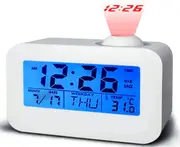 Alarm Clock, Battery Operated Alarm Clock with Snooze for Bedrooms for Kids, LED Digital Clock Display Temperature Calendar, Voice Activated Easy Set