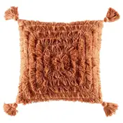 Kas Australia Fringe Filled Cushion w/ Tassle Home Decor Square 50x50cm Rust