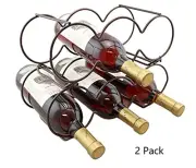 2 Wine Rack 8 Bottle Bronze Stackable Tabletop Steel Holder Space-Saving Storage