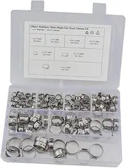 128pcs Single Ear Clamp Set Single Ear Hose Clip Mechanical Application Hose Clamp Tough Built Tool Single Ear o Clips Tube Clip Clamps Stainless Steel Hose Clip Fuel Vacuum