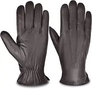[SURAWIL] Mens Dress Leather Gloves Touchscreen, Genuine Leather Winter Fleece Lined Gloves For Men SUM05-US