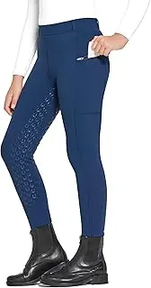 [FitsT4 Sports] Winter Riding Breeches Children's Winter Riding Leggings Girls Silicone Full Seat Thermal Jodhpurs with Mobile Phone Pocket and Pockets