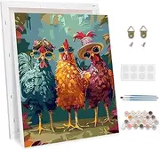 TOSTOG Paint by Numbers for Adults with Frame,Painting by Numbers on Canvas for Adults,Chicken Acrylic Pigment Drawing Paintwork Kit for Home Wall Decor 12x16inch/30x40cm