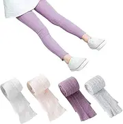 [BOOPH] 4 Pack Girl's Legging Tight Baby Toddler Flared Lace Trim Bootcut Footless Knitted Stockings Pant Sock for Girls 1-7T
