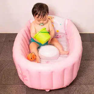 Nai-B inflatable baby bathtub green pink foot pump included