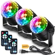 Apeocose 3-Pack Disco Ball Party Light Sound Activated Remote Control 12 Mode...