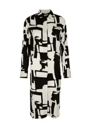 Day Birger ET Mikkelsen Berry Printed Satin Shirt Dress - Black And White - 38 (UK12 / M) 38 (UK12 / M)