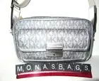 Michael Kors New Bradshaw XS Silver Metallic Signature Logo Camera Crossbody Bag