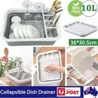 10L Collapsible Dish Drainer/Dish Rack/strainer Caravan Cups Plates Utensils AU