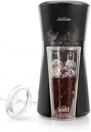 Sunbeam Iced Coffee Machine | Plus Reusable Tumbler with Straw, Iced Coffee Recipes, Ready to Drink In 3-Steps Under 4 Mins, Black, SDP1000BK