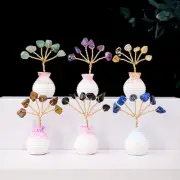 Natural Quartz Crystal Gravels Tree Flower Vase Scenery Aquarius Healing Decor